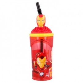 Copo 3D com palha Avengers - Iron Man