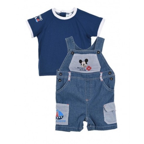 Conjunto T-shirt + Jardineiras Bebé -  Mickey