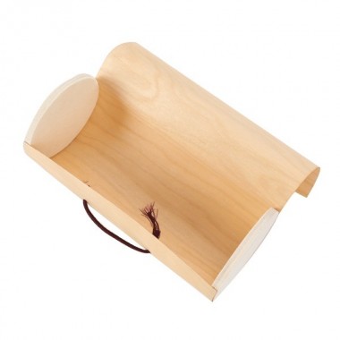 Caixa de bambu de cor natural circular