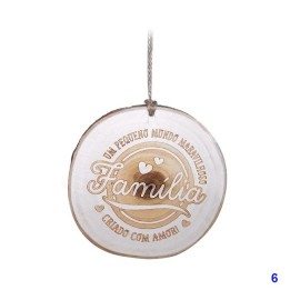 Placa de Madeira Decorativa " Família " - 12 cm