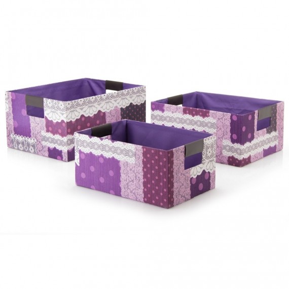 Conjunto 3 caixas rectangulares -  Cartão/Tela